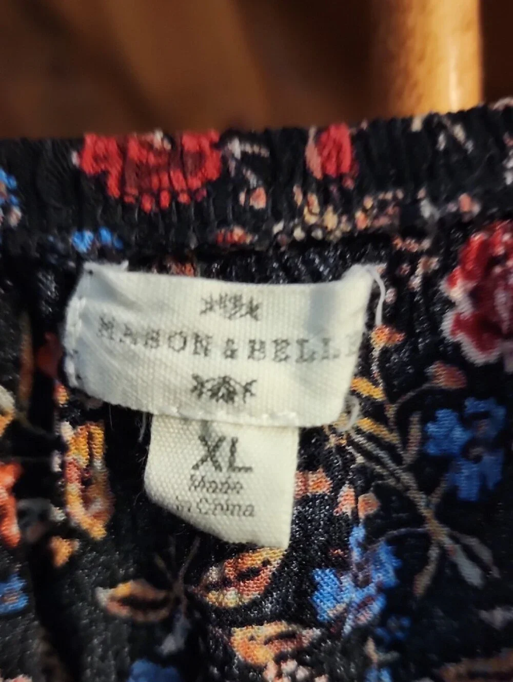 Mason & Belle Floral Blouse XL - Black with Red & Blue Flowers